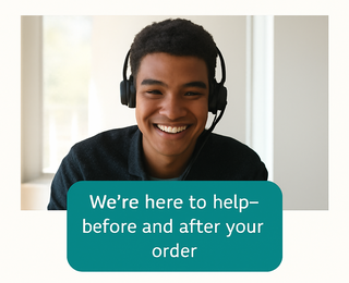 Smiling customer service representative with headset offering post-purchase support, featured in the American Gas Works “We’re here to help” before and after your order