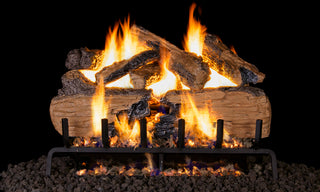 Real Fyre Charred Split Vented Gas Logs Burning