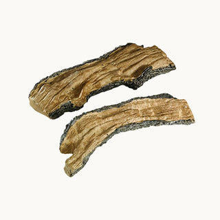 Two Real Fyre special split logs for enhancing gas fireplace display