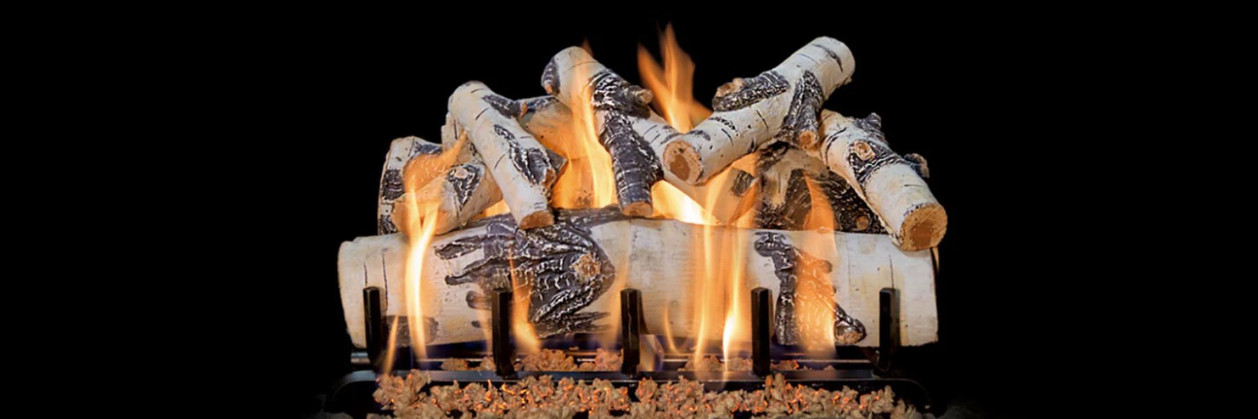 Realistic ceramic gas log set with glowing embers and tall flames – perfect for 36 inch fireplaces