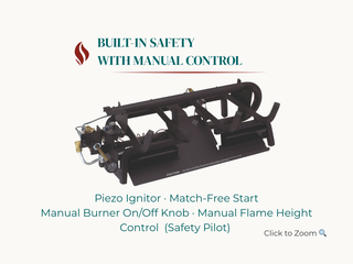 Real Fyre G10 manual safety pilot burner with on/off control knob