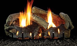 Empire Stacked Aged Oak Refractory Log Set with Vent-Free Slope Glaze Burner
