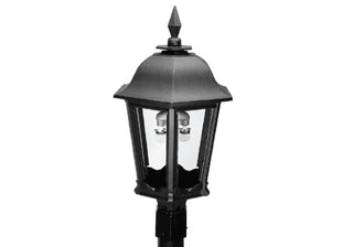 MHP Lamps Post Mount Aluminum Natural Gas Black Lamp Head Dual Inverted Burner
